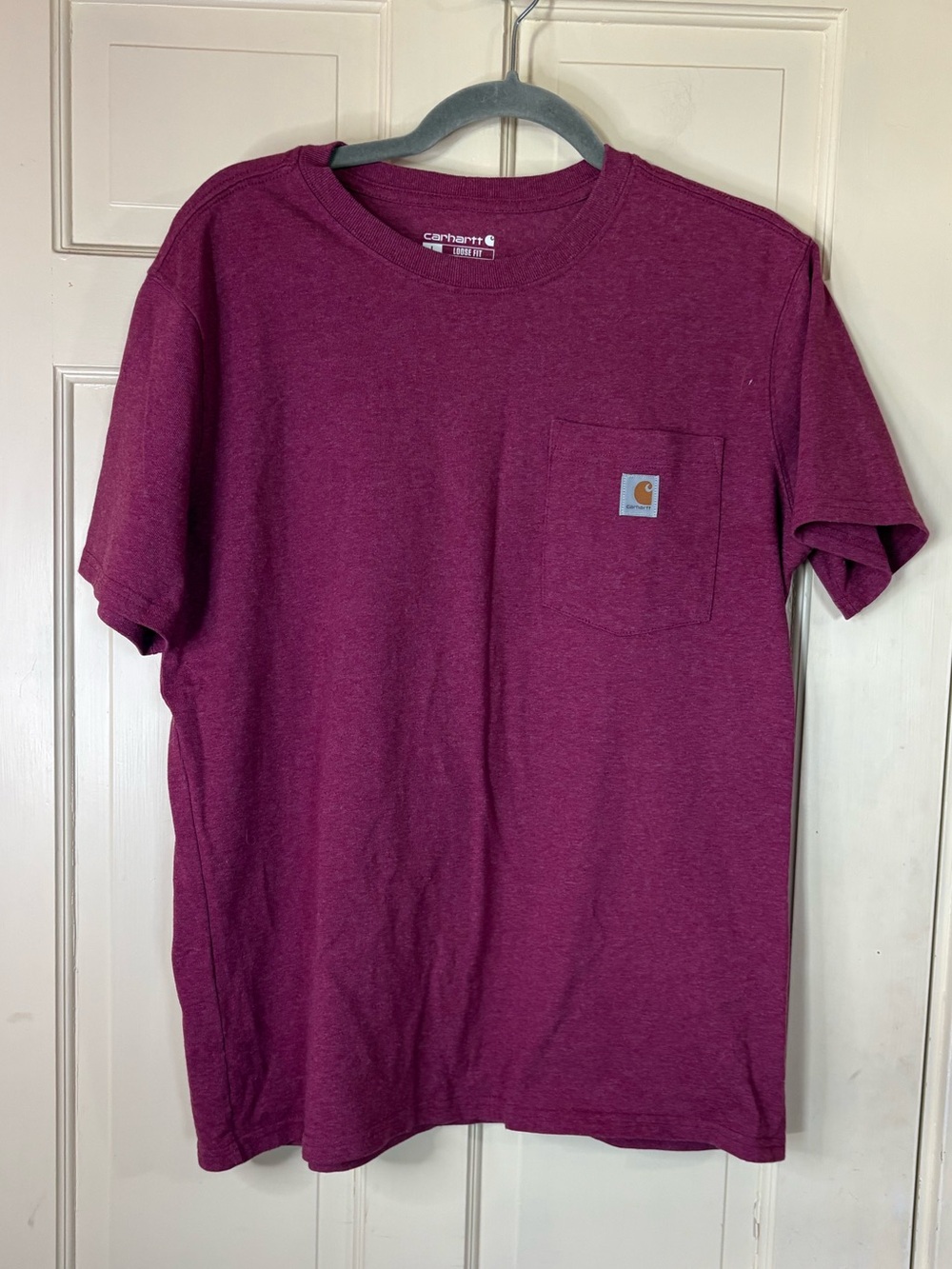 Carhartt Men’s Large Maroon Red Loose Fit Short Sleeve T-Shirt Work Wear K87